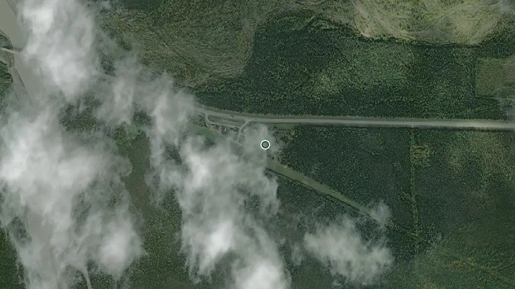 Aerial view of Discovery Yukon Lodgings and surroundings