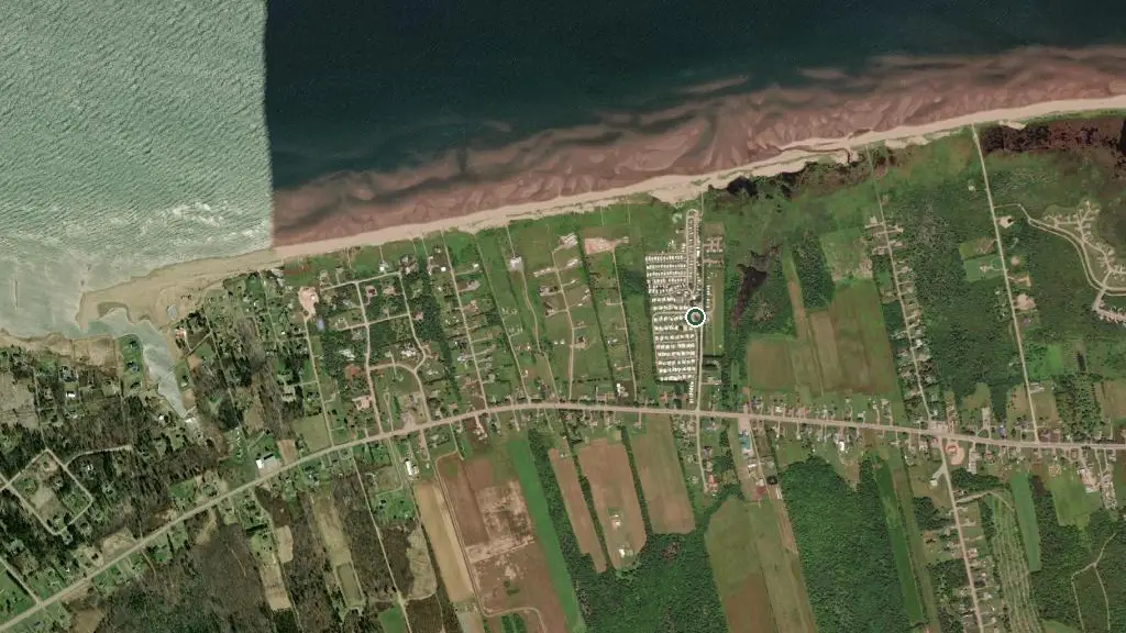 Aerial view of Gagnon Beach Campground and surroundings