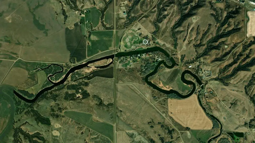 Aerial view of Bow Valley Park and surroundings