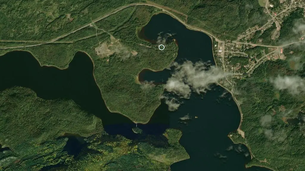 Aerial view of Crescent Lake RV Park and surroundings