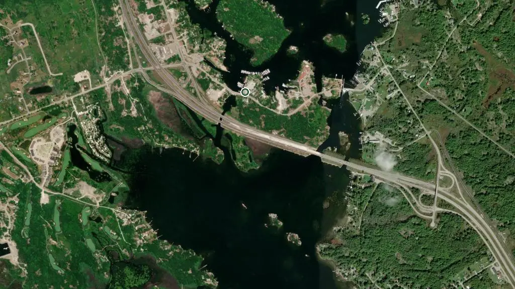 Aerial view of Driftwood Cove Marine Resort Inc. and surroundings