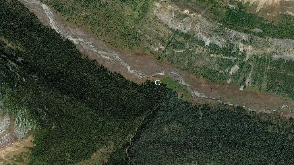 Aerial view of Molar Creek Campground and surroundings