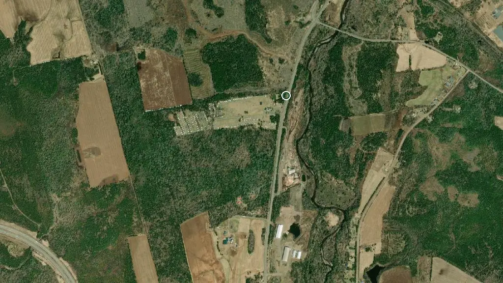 Aerial view of Hidden Hilltop Family Campground and surroundings