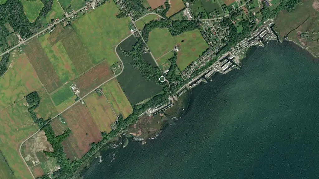 Aerial view of Inner Bay Marina & Trailer Park and surroundings