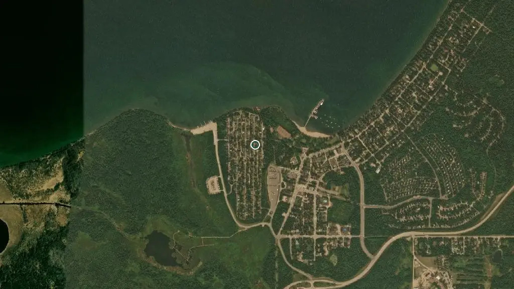 Aerial view of Old Camp Ground and surroundings