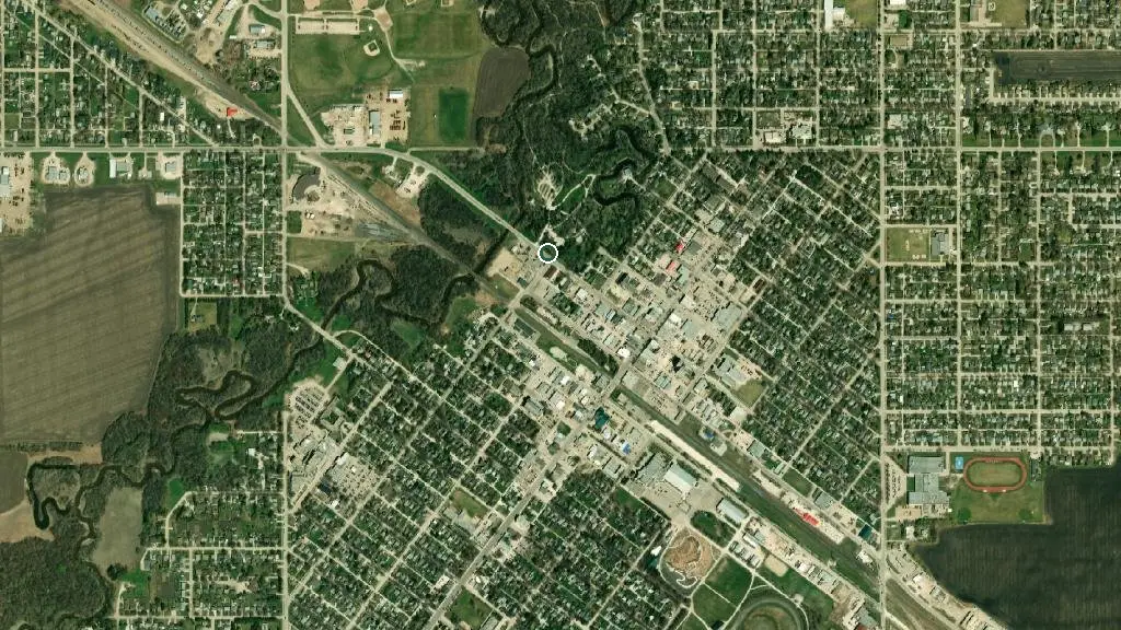 Aerial view of Vermillion Park and Campground and surroundings