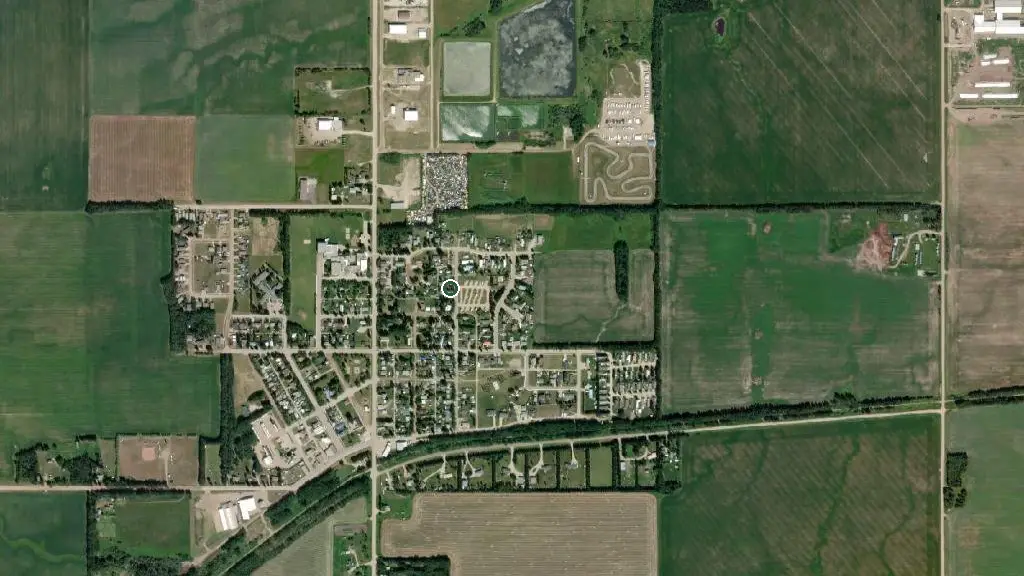 Aerial view of Warburg RV Park and surroundings
