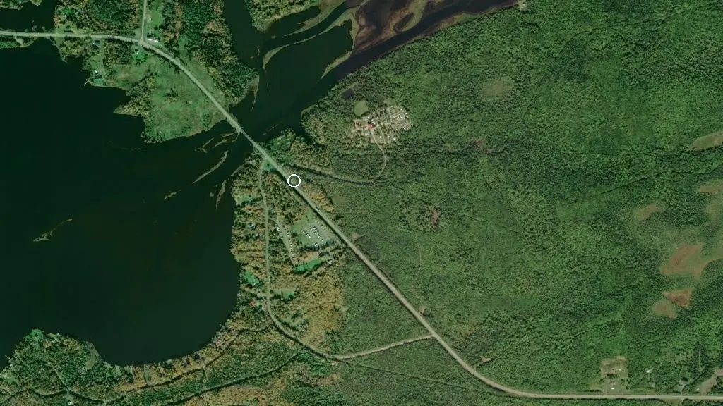 Aerial view of Baddeck Cabot Trail Campground and surroundings