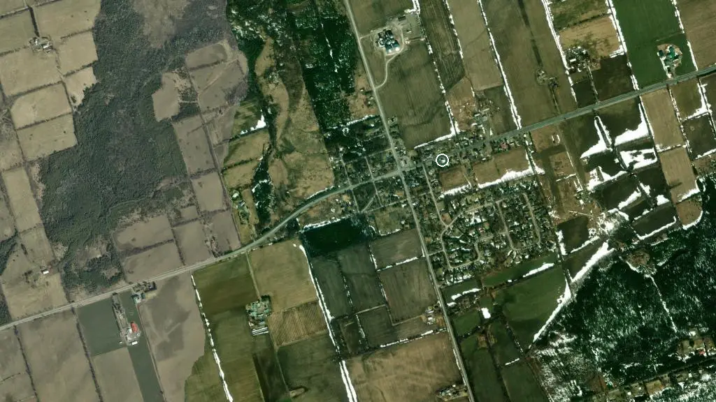 Aerial view of Bluefin RV Trailer Park and surroundings