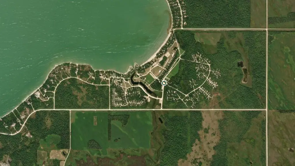 Aerial view of Steep Rock Beach Park and surroundings