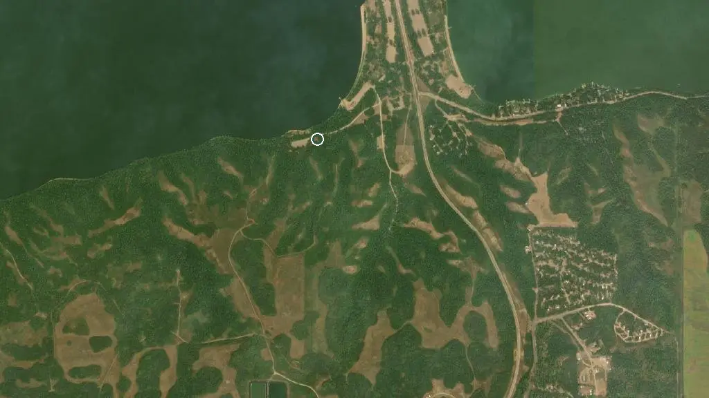 Aerial view of Hole In Wall Campground and surroundings