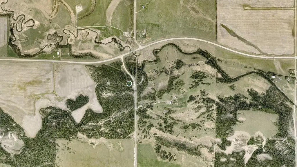 Aerial view of Raven Provincial Recreation Area and surroundings