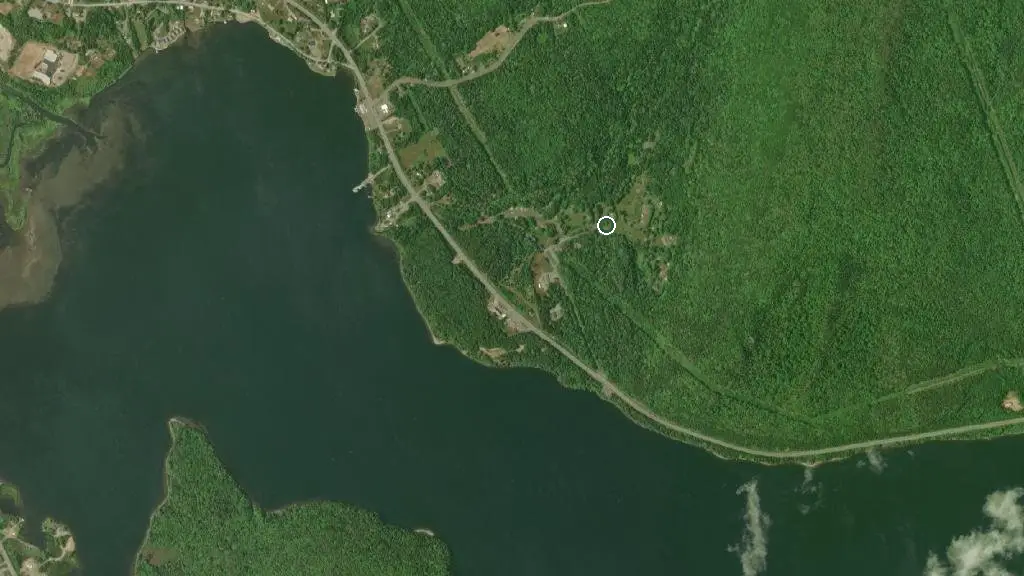 Aerial view of Whycocomagh Campground and surroundings
