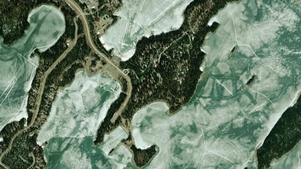 Aerial view of Paint Lake Campground and surroundings