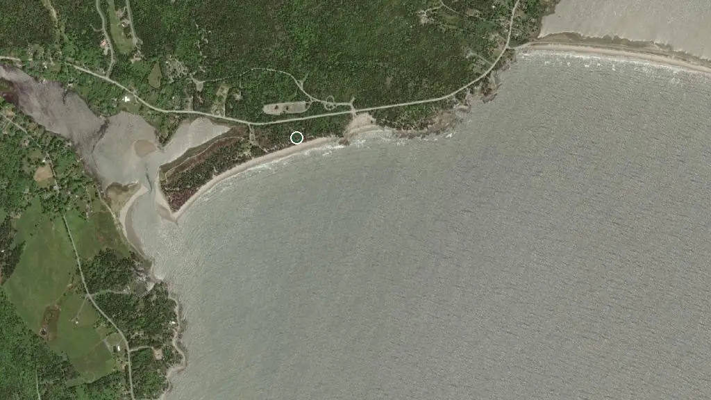 Aerial view of Rissers Beach Provincial Park and surroundings
