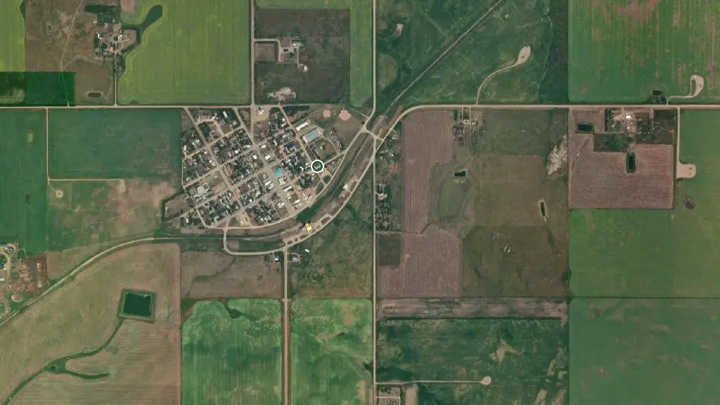 Aerial view of Delia Community Campground and surroundings