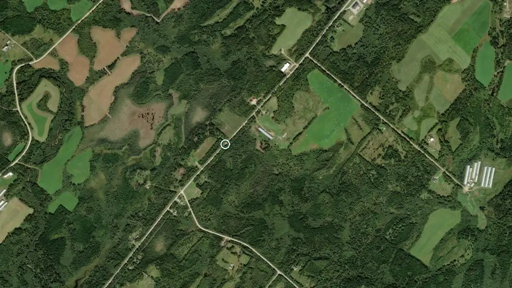 Aerial view of Funland Resort Trailer Park and surroundings