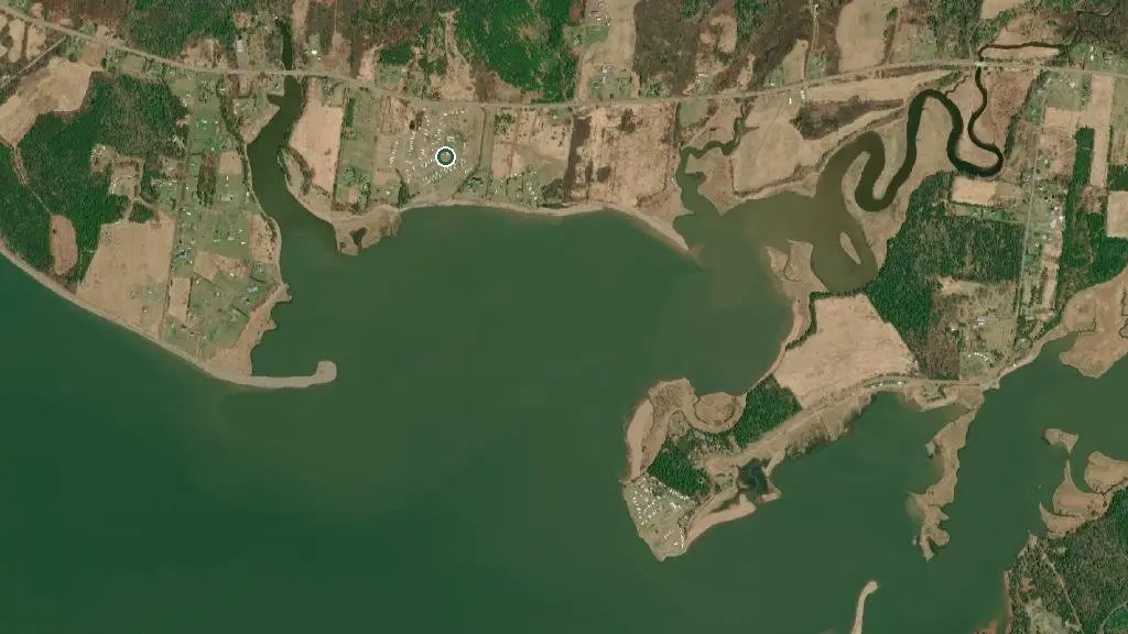 Aerial view of Five Islands RV Campground and surroundings