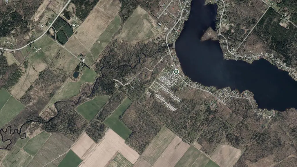 Aerial view of Camping des Baies and surroundings