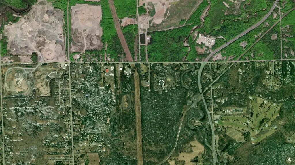 Aerial view of Sault Ste. Marie KOA Holiday and surroundings