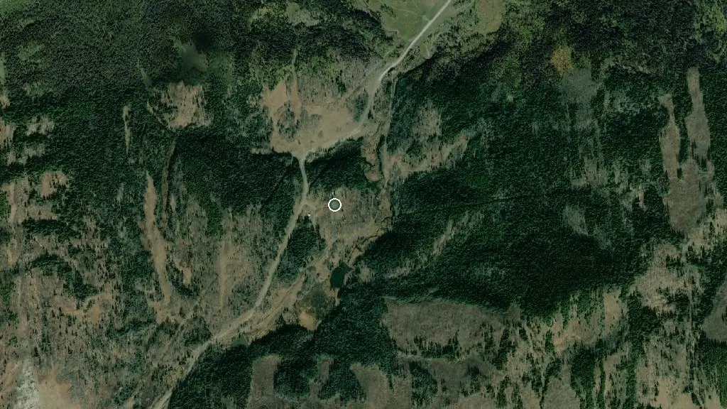 Aerial view of Willow Creek West Camping Area and surroundings