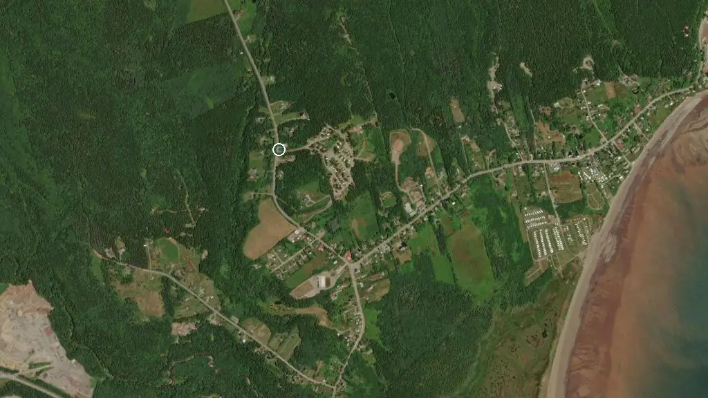Aerial view of Fundy Woods Campground & Cottages and surroundings