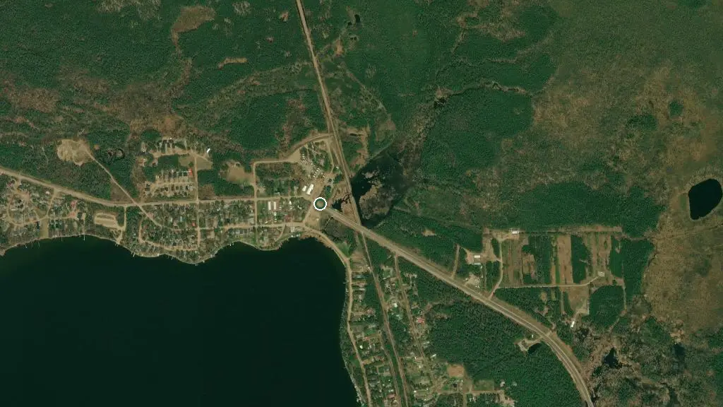 Aerial view of Chitek Lake Recreation Site and surroundings