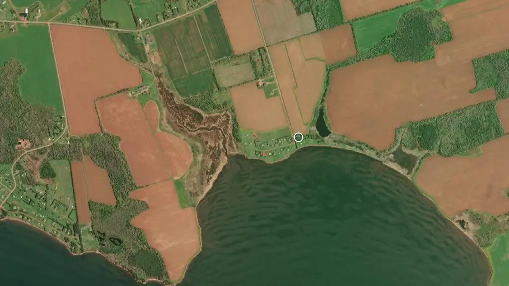 Aerial view of Cumberland Cove Seaside Campground and surroundings