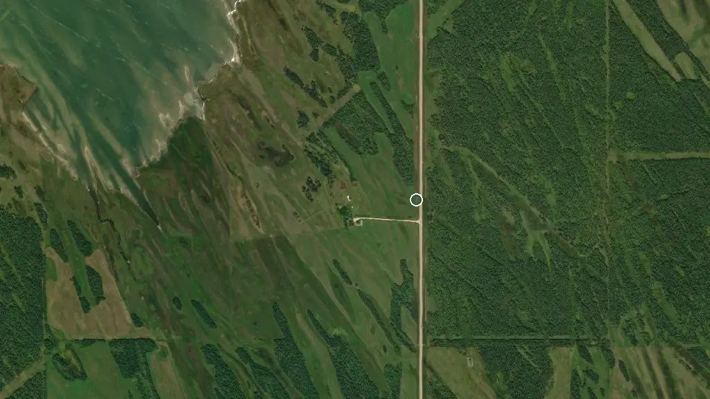 Aerial view of Lake Manitoba Narrows West and surroundings