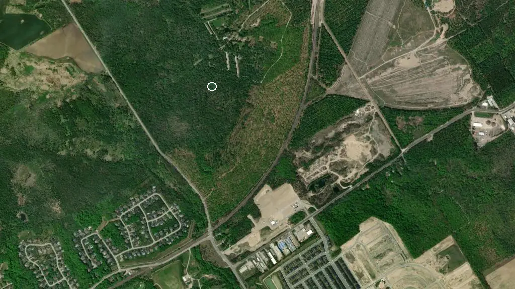 Aerial view of Springwater Provincial Park and surroundings