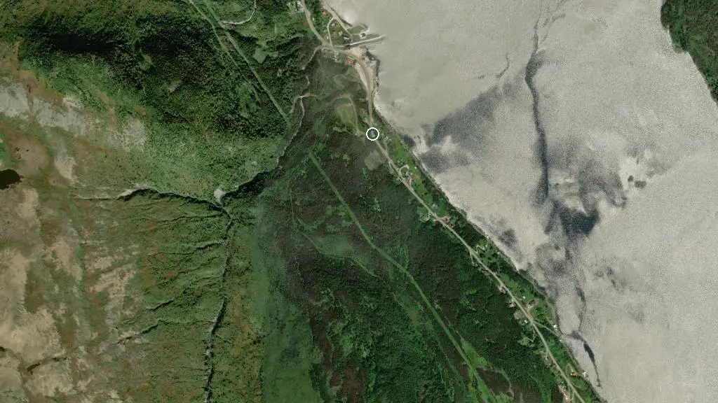 Aerial view of The Water's Edge RV Park and surroundings