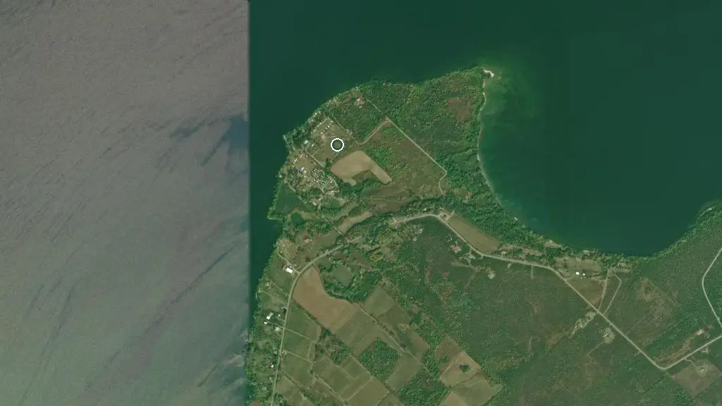 Aerial view of Johnson's RV Park and surroundings