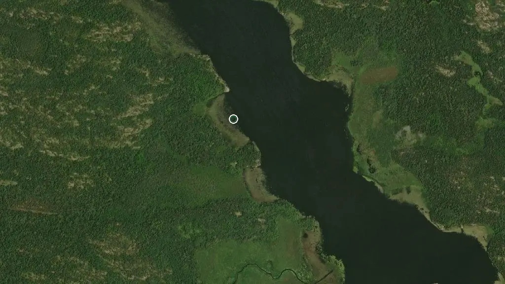 Aerial view of Falcon Beach Campground and surroundings