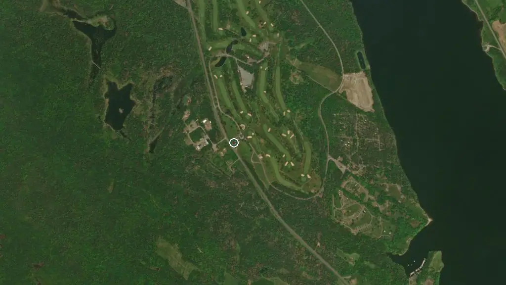 Aerial view of Mactaquac Provincial Park and surroundings