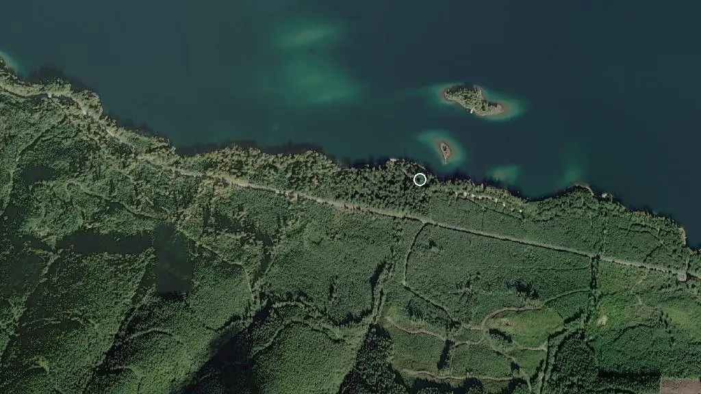 Aerial view of Caycuse Campsite and surroundings