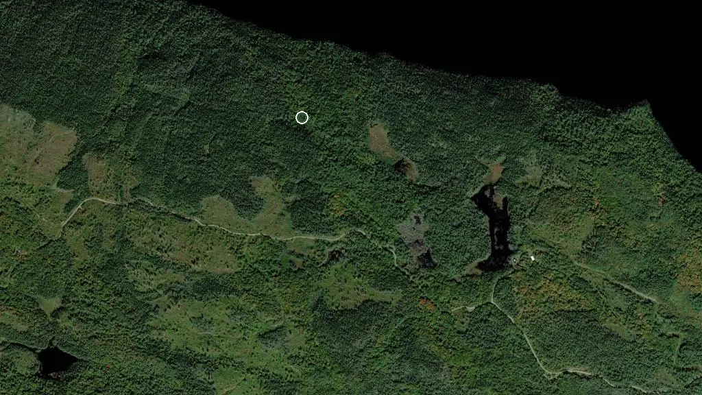 Aerial view of Refuge Coopérative Forestière Laterrière and surroundings