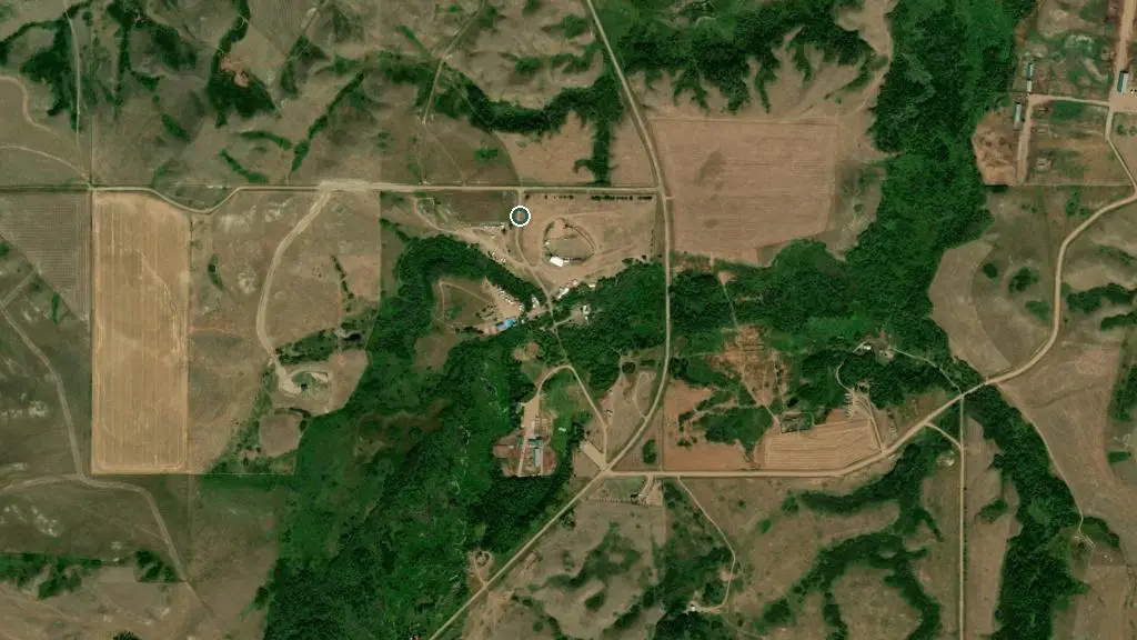 Aerial view of Wood Mountain Regional Park and surroundings