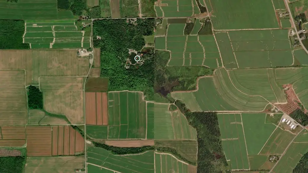 Aerial view of Mulherin's Campground and surroundings
