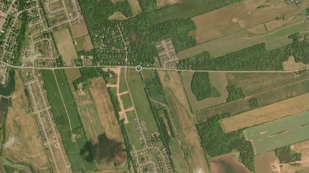 Aerial view of Cornwall KOA and surroundings