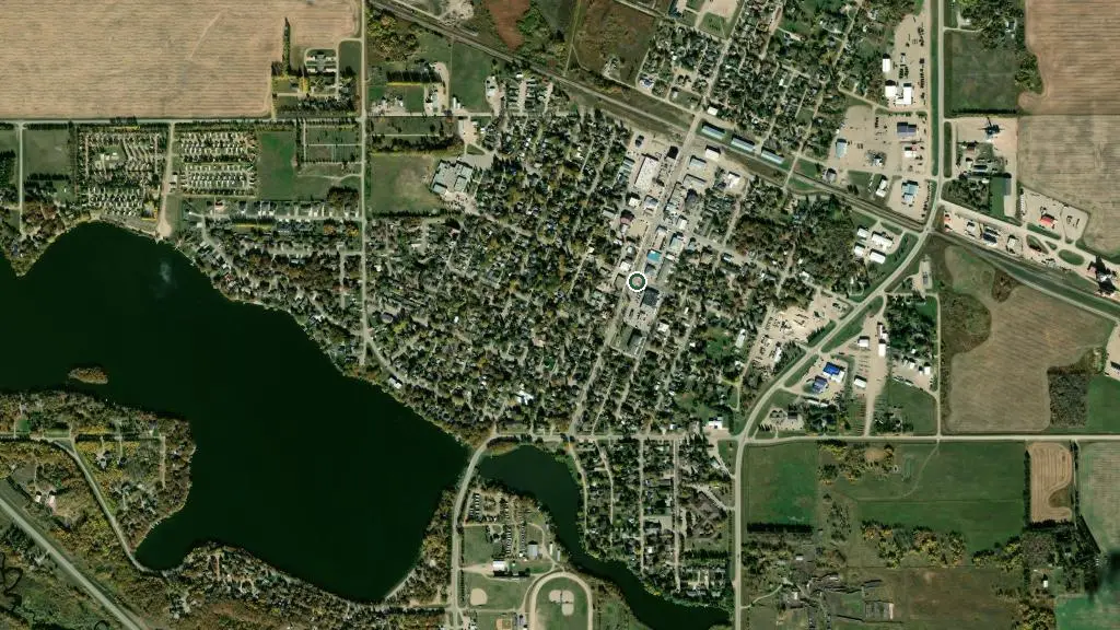 Aerial view of Killarney Agricultural Society Campground and surroundings