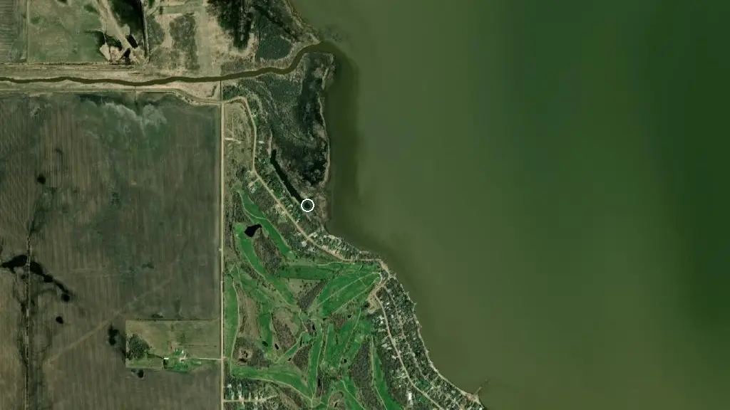 Aerial view of Dauphin Lake RV Park and surroundings