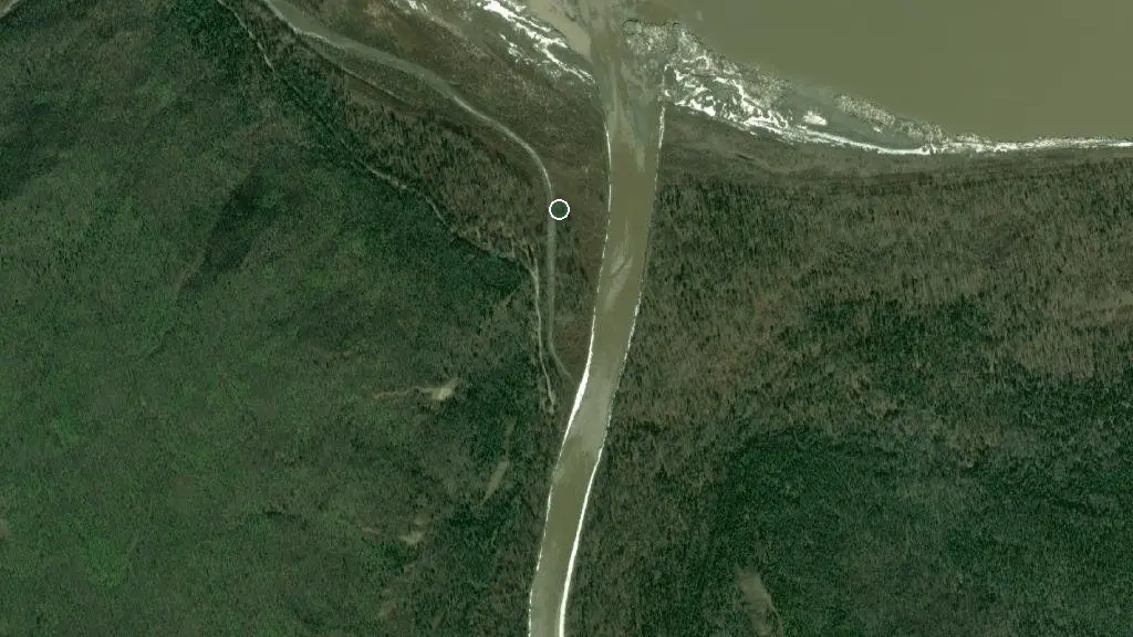 Aerial view of Notikewin Campground, Notikewin Provincial Park and surroundings