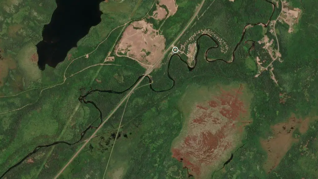 Aerial view of Shanawdithit Campground and RV Park and surroundings