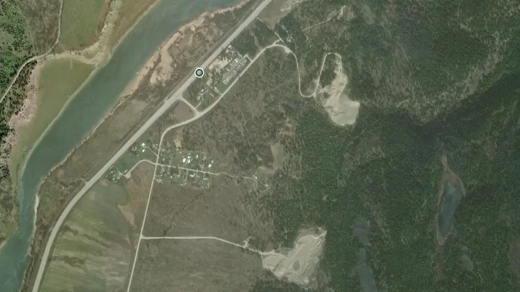 Aerial view of Ponderosa Pines RV Park and surroundings