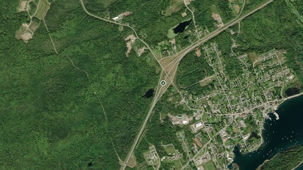 Aerial view of Adventures East Campground and surroundings