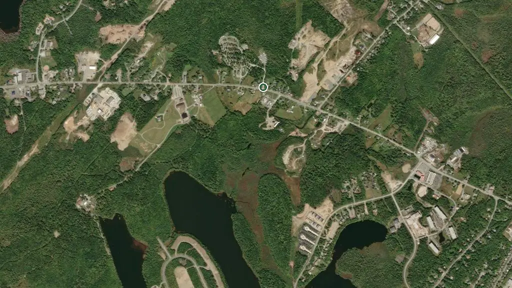 Aerial view of Woodhaven RV Park and surroundings