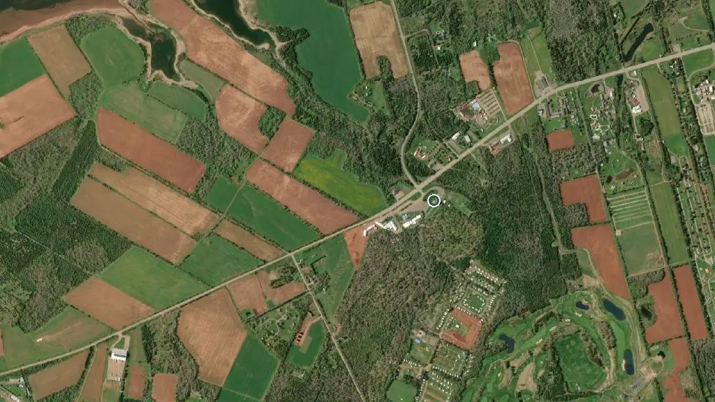 Aerial view of Cavendish Sunset Campground and surroundings