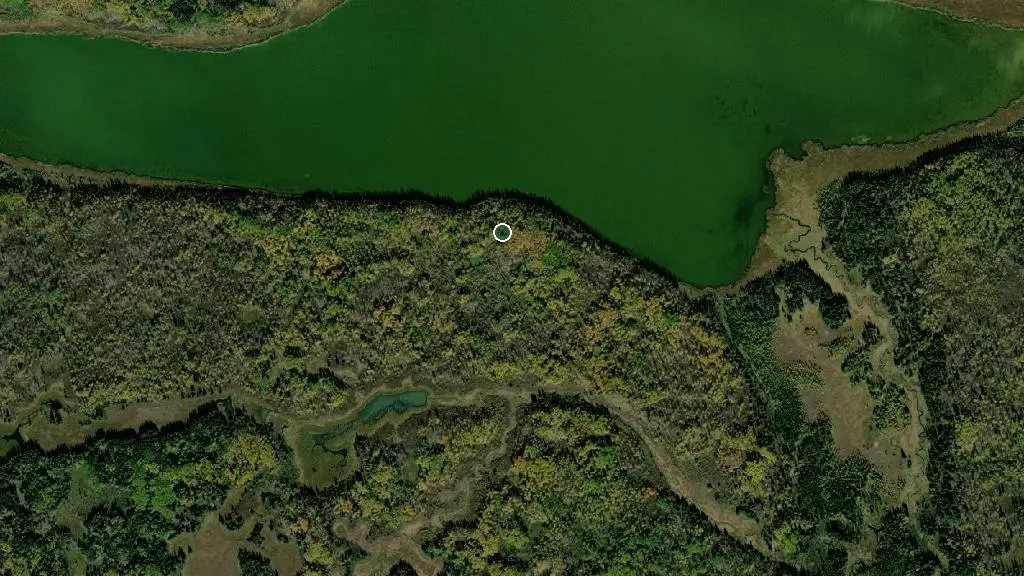 Aerial view of Gunn Lake Campground and surroundings