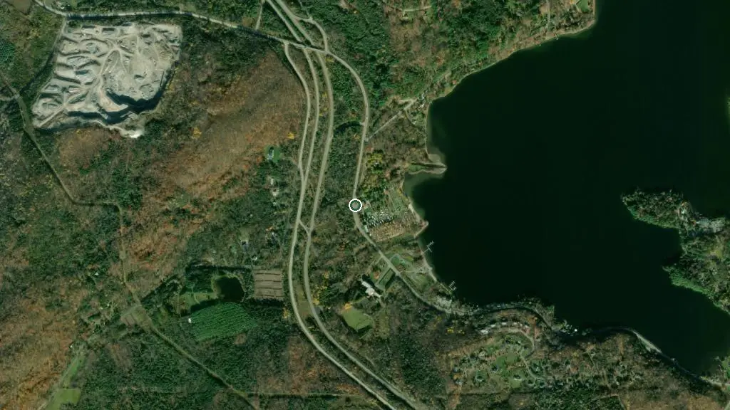 Aerial view of Camping du Lac Massawippi Ltée and surroundings