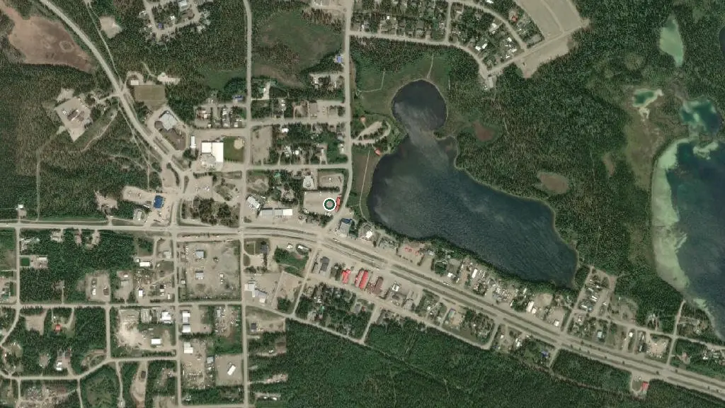 Aerial view of Downtown RV Park and surroundings